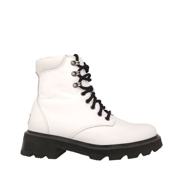 NEW Sorel Lennox Lace STKD Boots Womens 7.5 White Lug Combat Whimsigoth Grunge - Picture 2 of 11